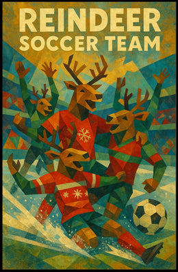 Reindeer Soccer Team Poster