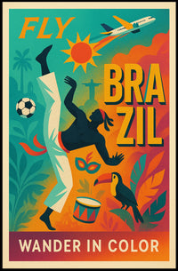Fly To Brazil Wander In Color Poster