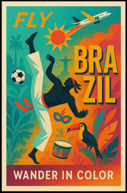 Fly To Brazil Wander In Color Poster