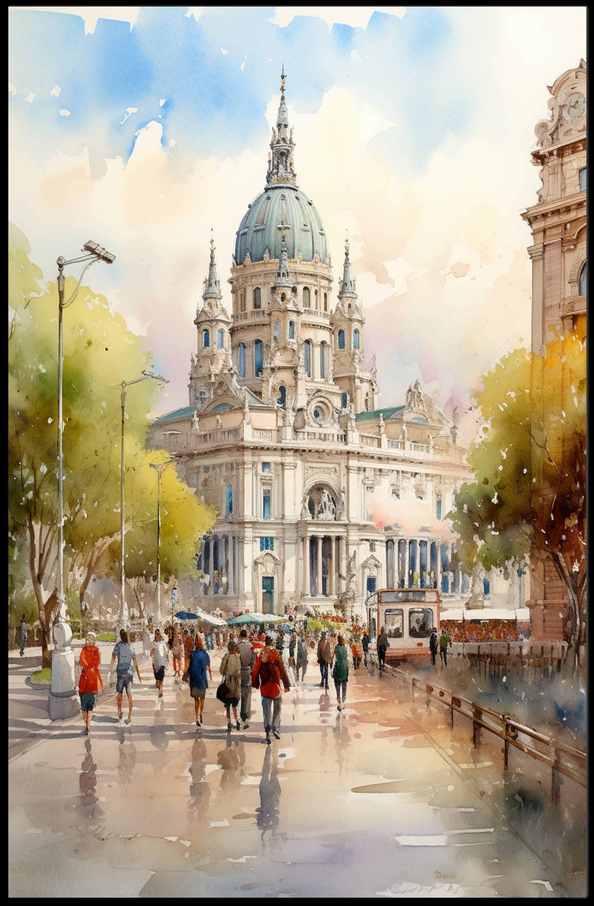 St. StephenS Basilica In Watercolor Poster