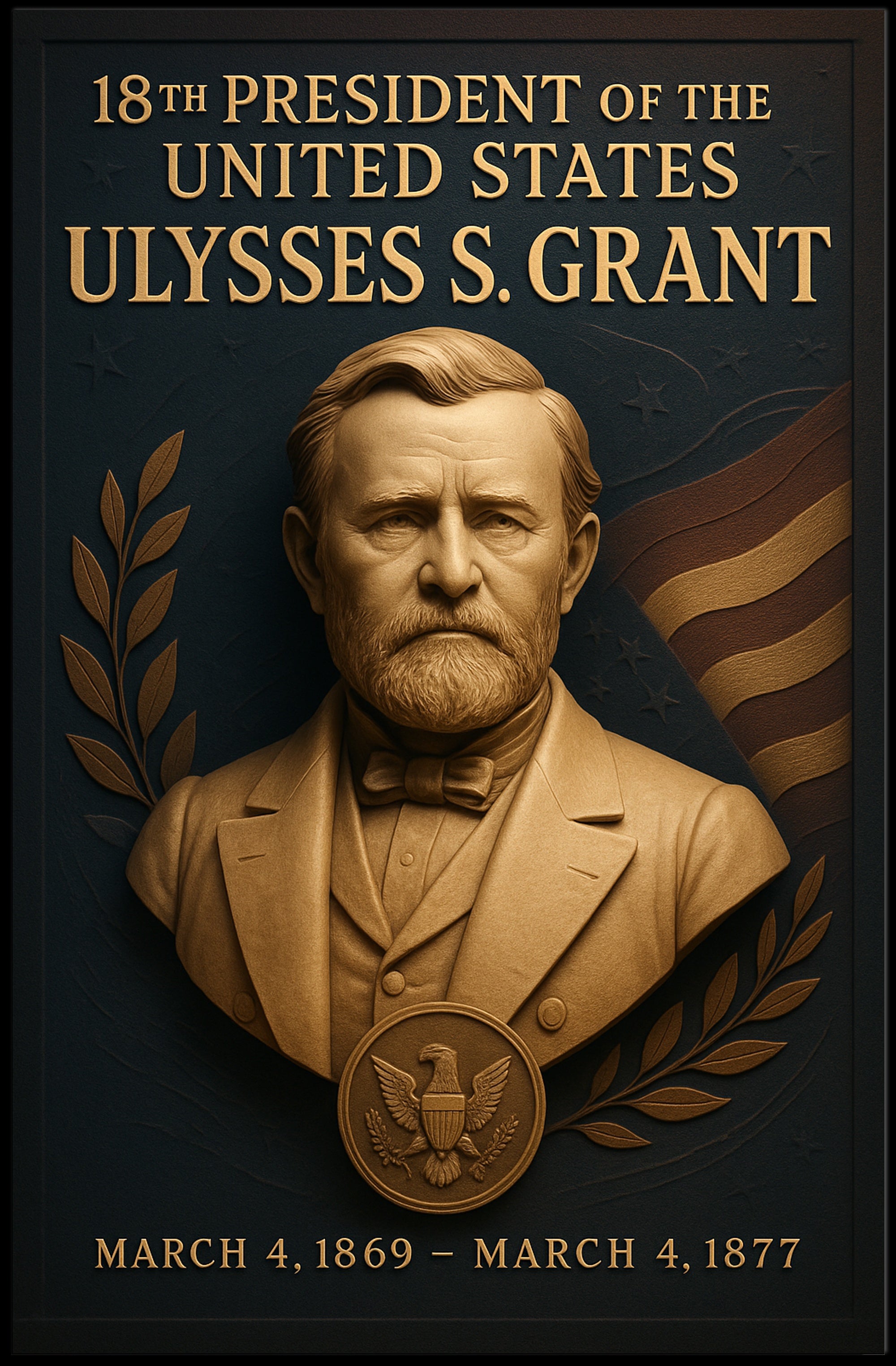 Ulysses S. Grant Vintage Portrait Historical or Presidential Poster PosterGoat