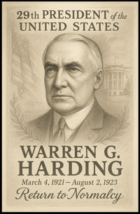 Warren G Harding 29th President Sketch Poster Art Print PosterGoat
