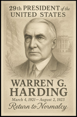 Warren G Harding 29th President Sketch Poster Art Print PosterGoat
