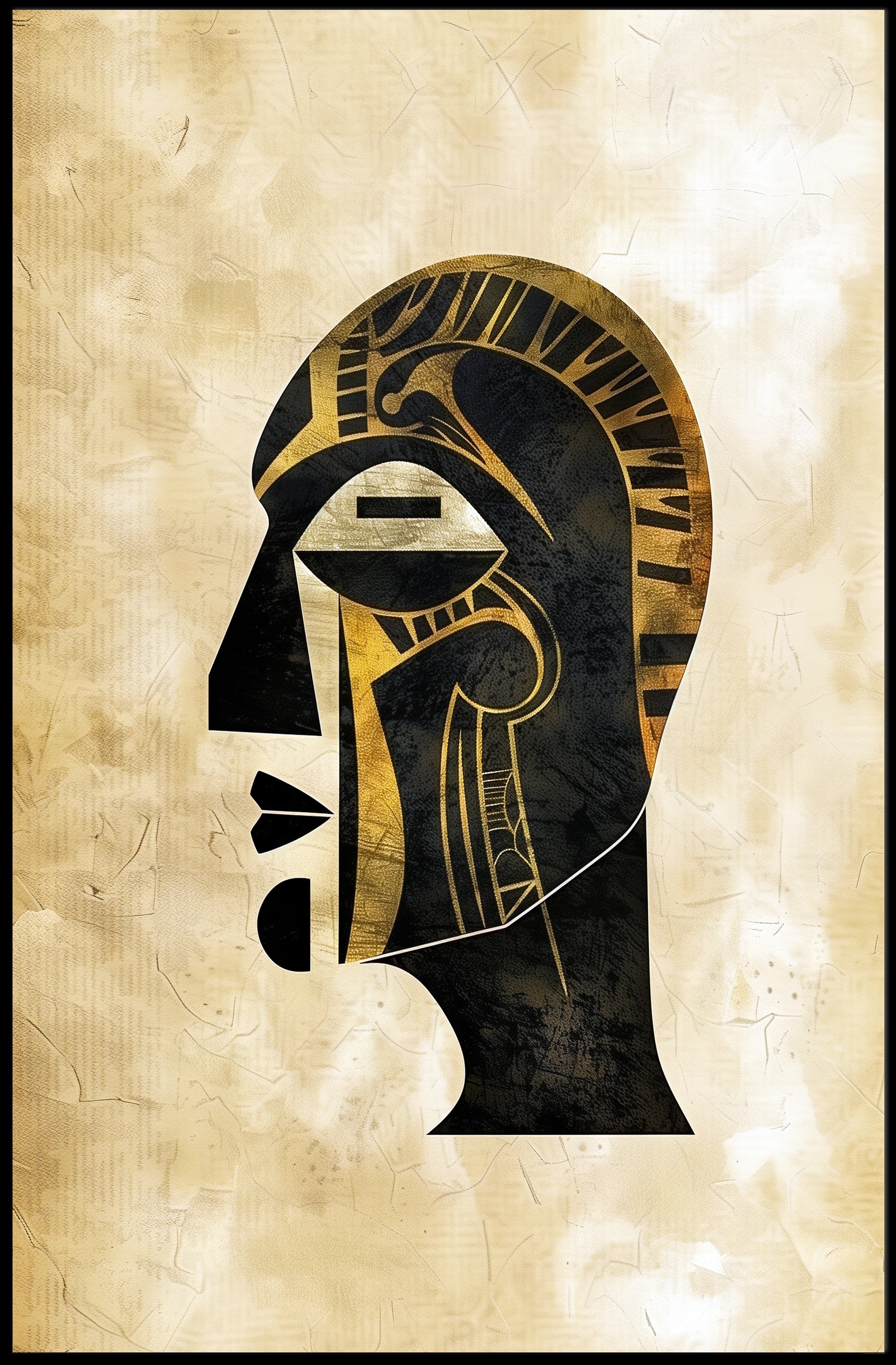 Pharaoh Abstract Poster Wall Art Gold Minimalist Print