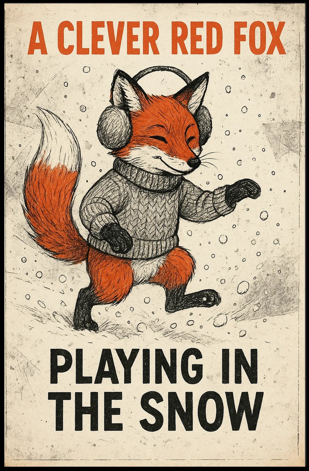 Fox Playing In Snow Poster