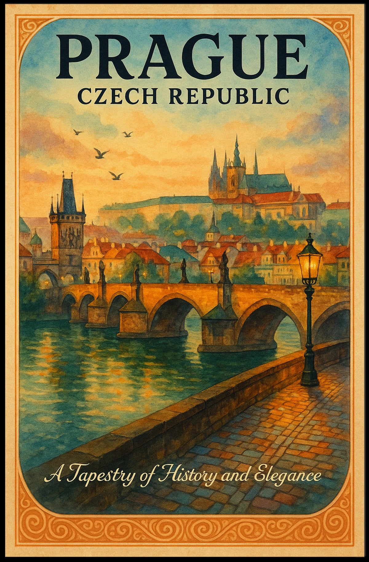 Prague A Tapestry of History and Elegance Poster
