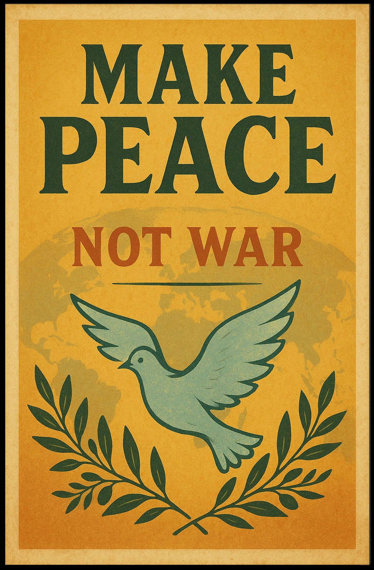 Peace Dove Vintage Poster: Make Peace Not War
