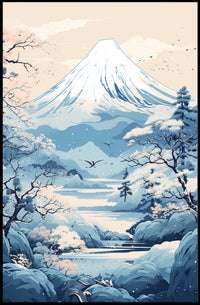 Serene Japanese Landscape Inspired Artistic Poster