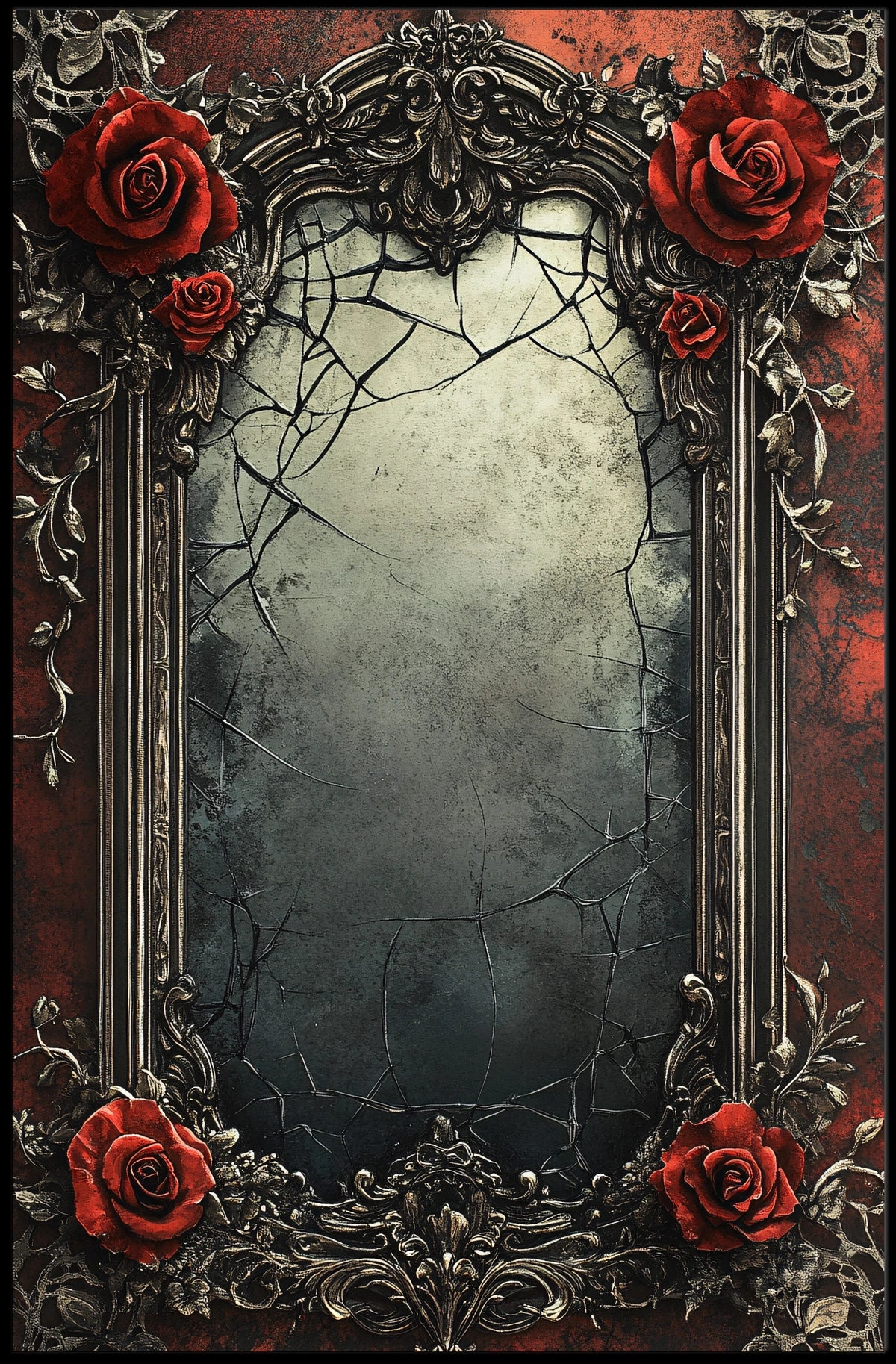 Vintage Gothic Mirror Art for Historical or Heritage Poster