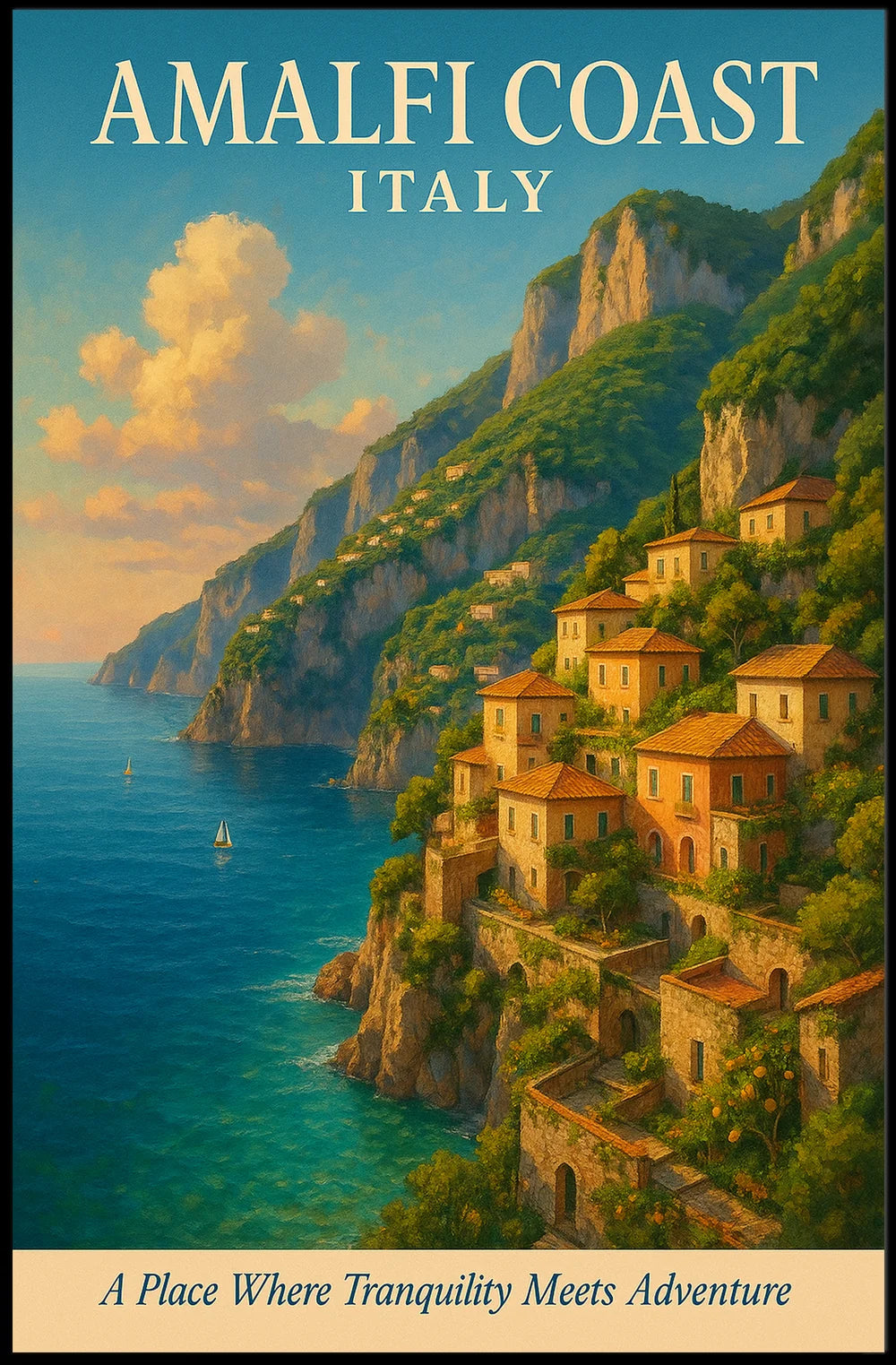 Amalfi Coast Italy Travel Destination Poster
