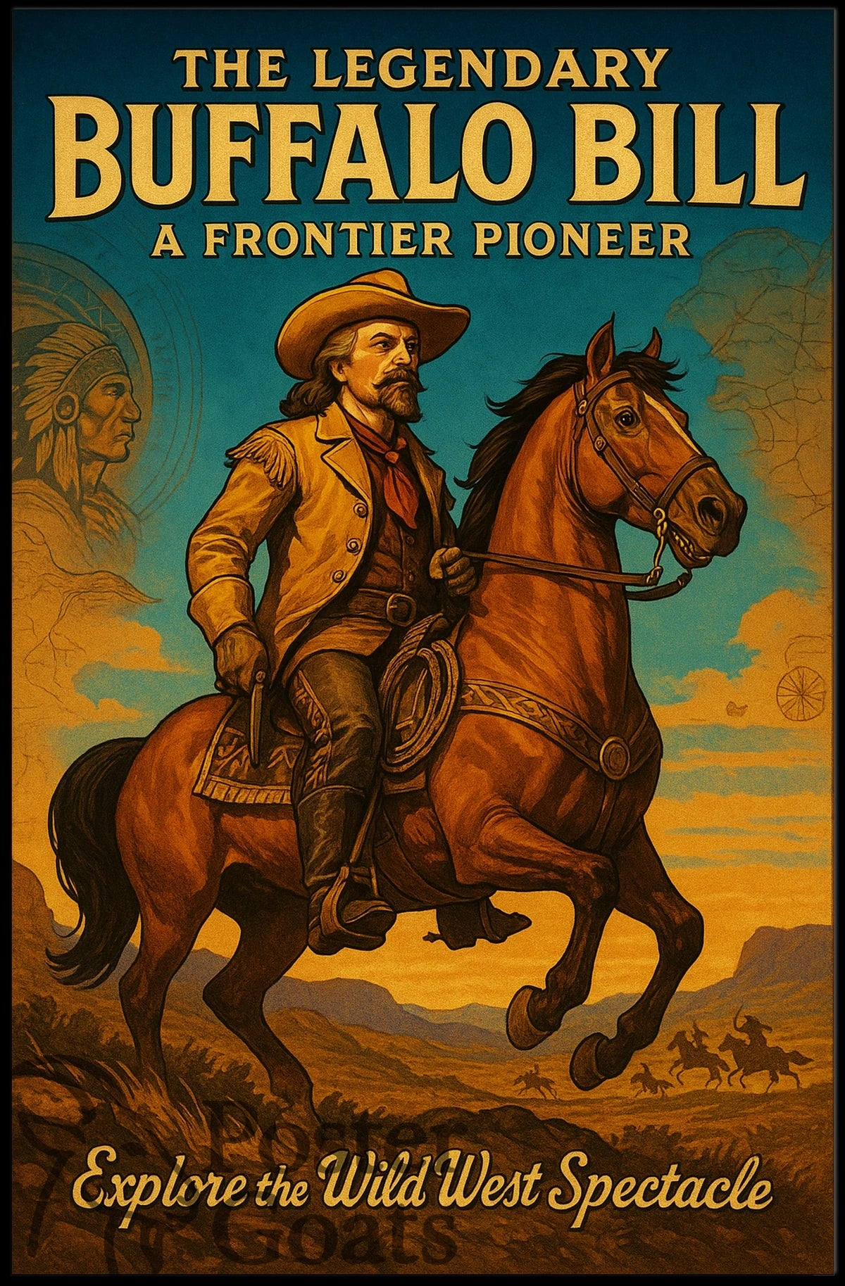 Buffalo Bill Vintage Adventure Historical Poster
