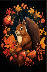 Whimsical Autumn Squirrel Poster: Cozy Fall Decor