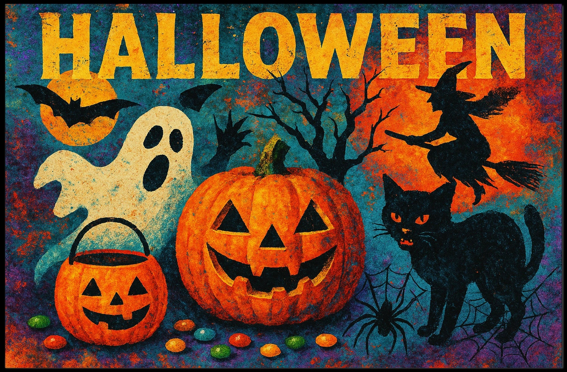 Halloween Spooktacular Gothic Digital Painting Nocturnal Scenery Decor Lover Wanderlust Poster