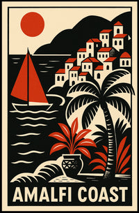 Amalfi Coast Travel Poster 18x24 Coastal Wall Art Decor