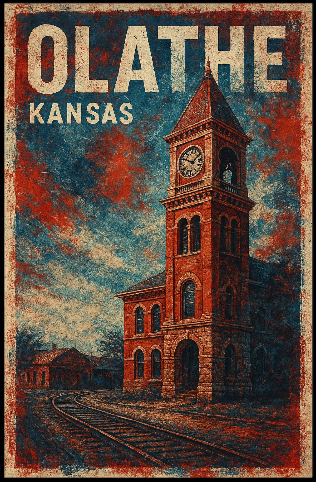 Olathe, Kansas Vintage Railway Vintage Poster