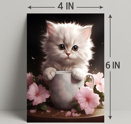 Kitten In A Cup Poster PosterGoat