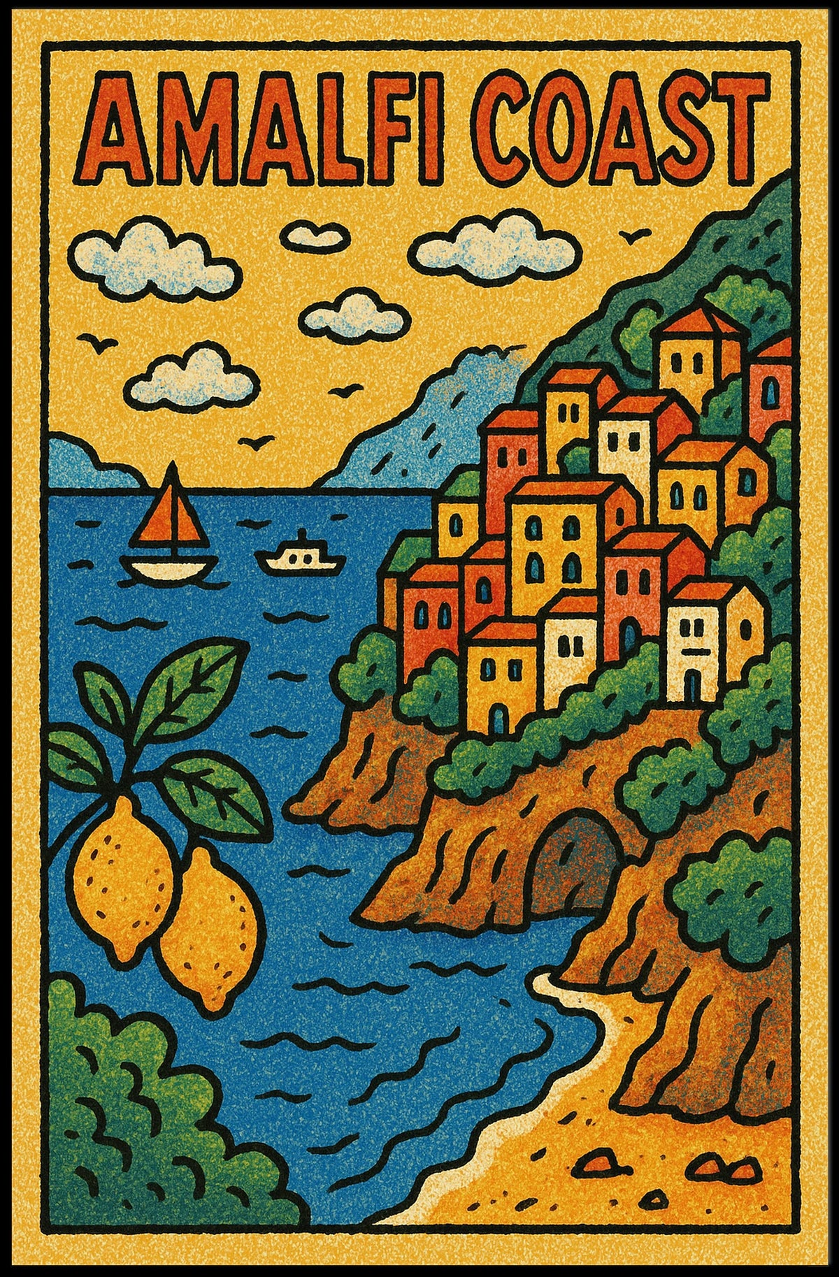 Amalfi Coast Travel Poster