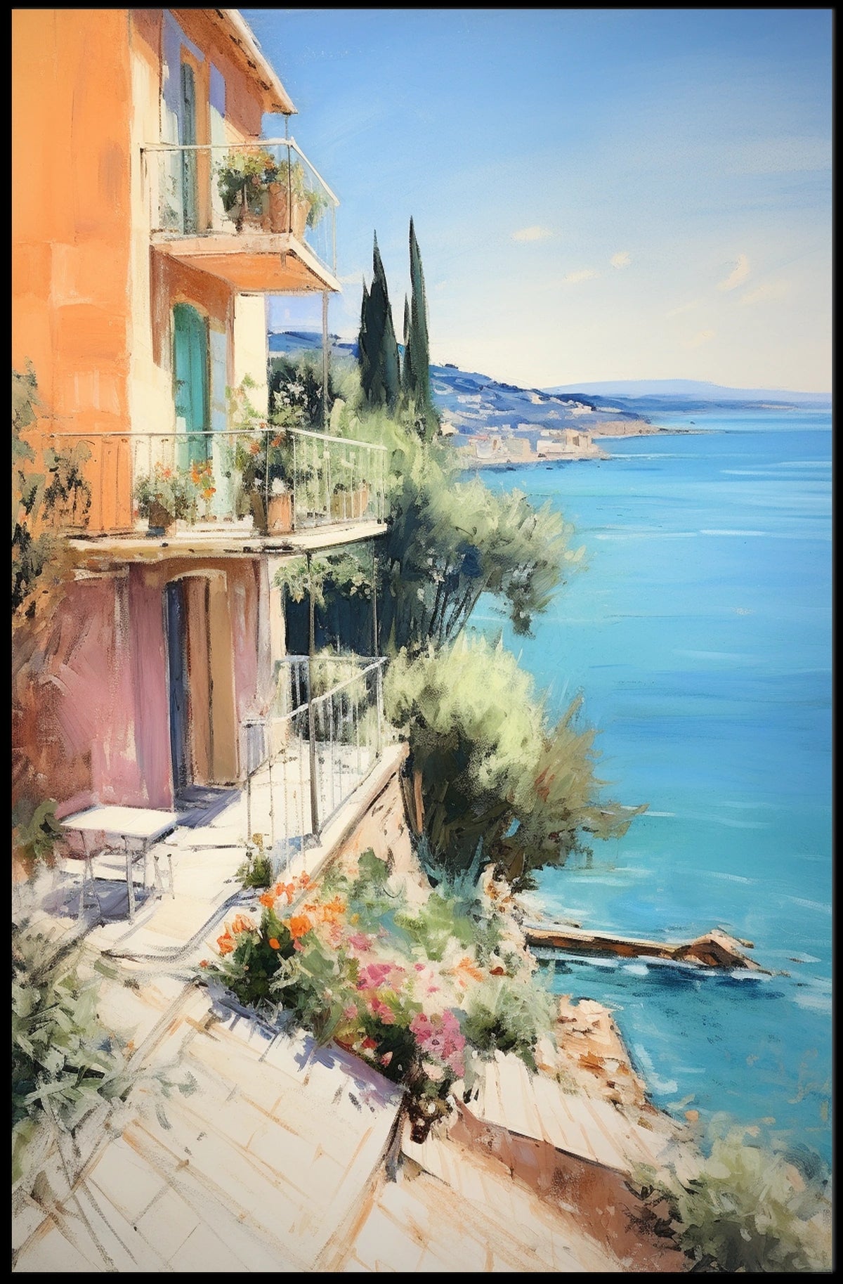 Mediterranean Seaside Charm Travel Poster