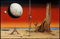 Surreal Extraterrestrial Landscape Poster with Futuristic Sci-Fi Vibe