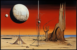 Surreal Extraterrestrial Landscape Poster with Futuristic Sci-Fi Vibe
