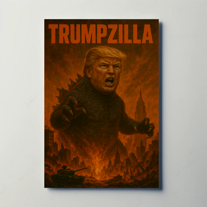 Trumpzilla Parody Vintage Travel Poster Funny Political Art