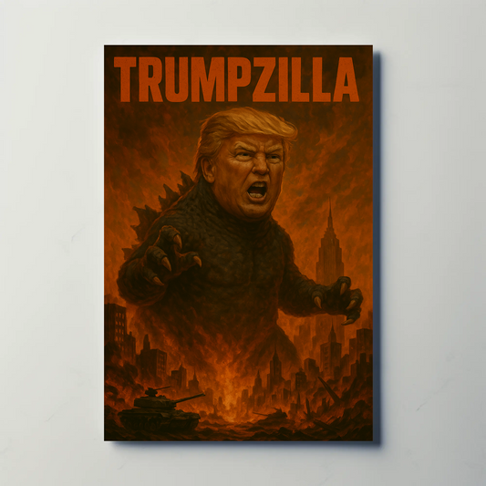 Trumpzilla Parody Vintage Travel Poster Funny Political Art