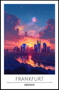 Frankfurt Skyline at Vibrant Sunset Urban or Cityscape Poster