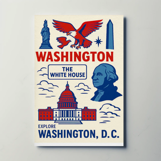 Washington DC Icons White House Capitol Art Travel Poster