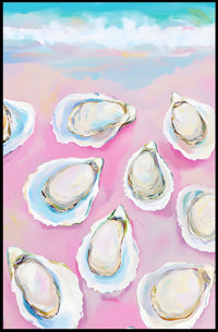 Oyster Coastal Poster Pastel Beach Wall Art
