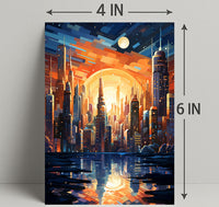Futuristic Cityscape At Sunset Poster PosterGoat