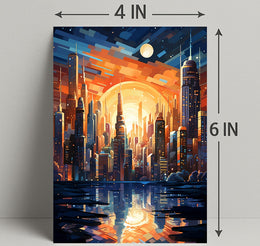 Futuristic Cityscape At Sunset Poster PosterGoat