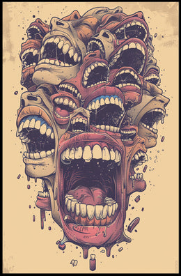 Surreal Abstract Mouths Vintage Art Poster Print PosterGoat