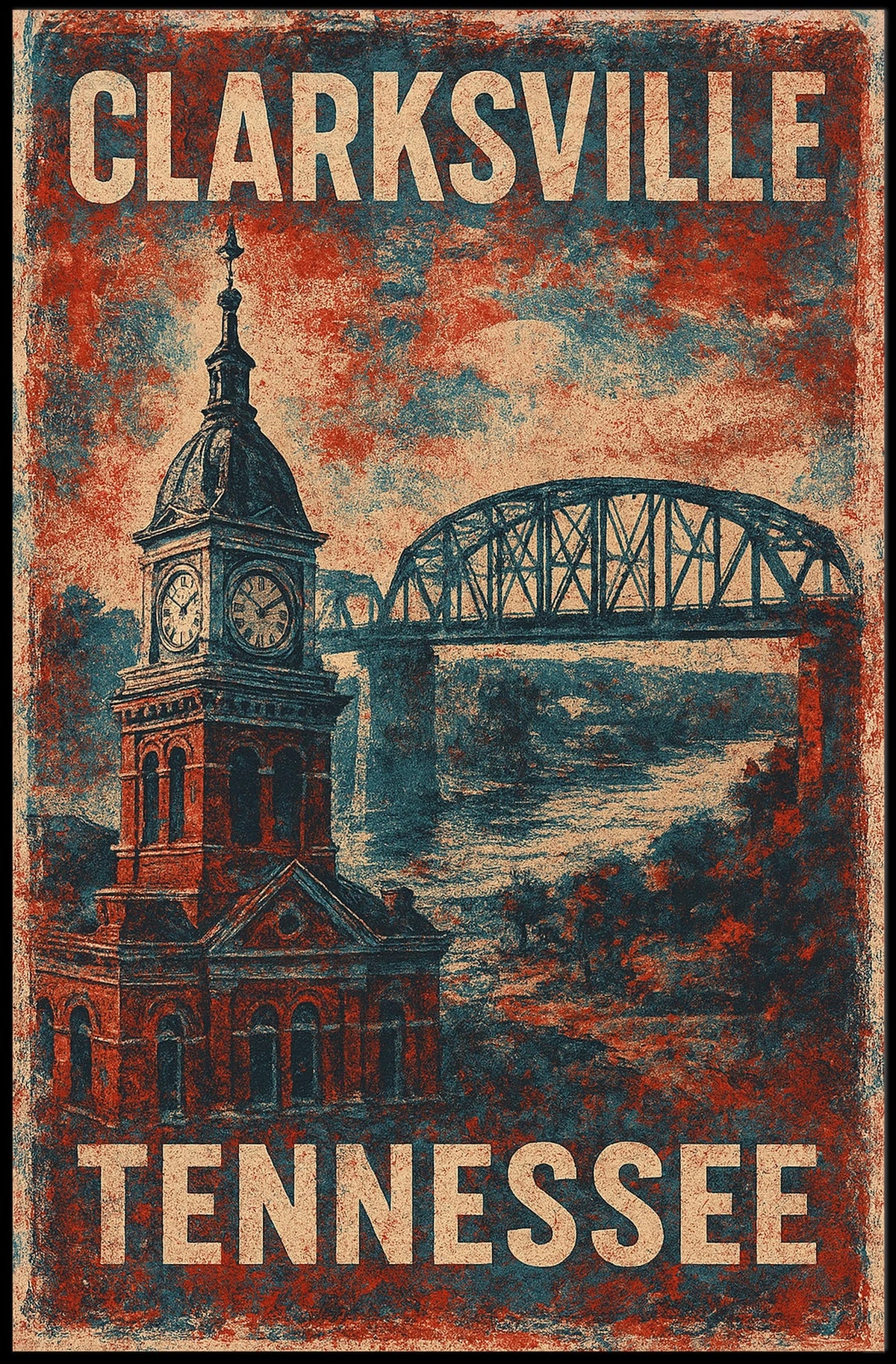 Clarksville Cultural Heritage Vintage Collector Poster