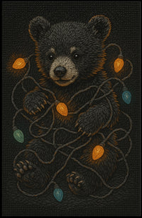 Festive Bear With Lights Poster