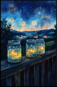Duck With Starry Hood Among Sunflowers And Mason Jars Poster