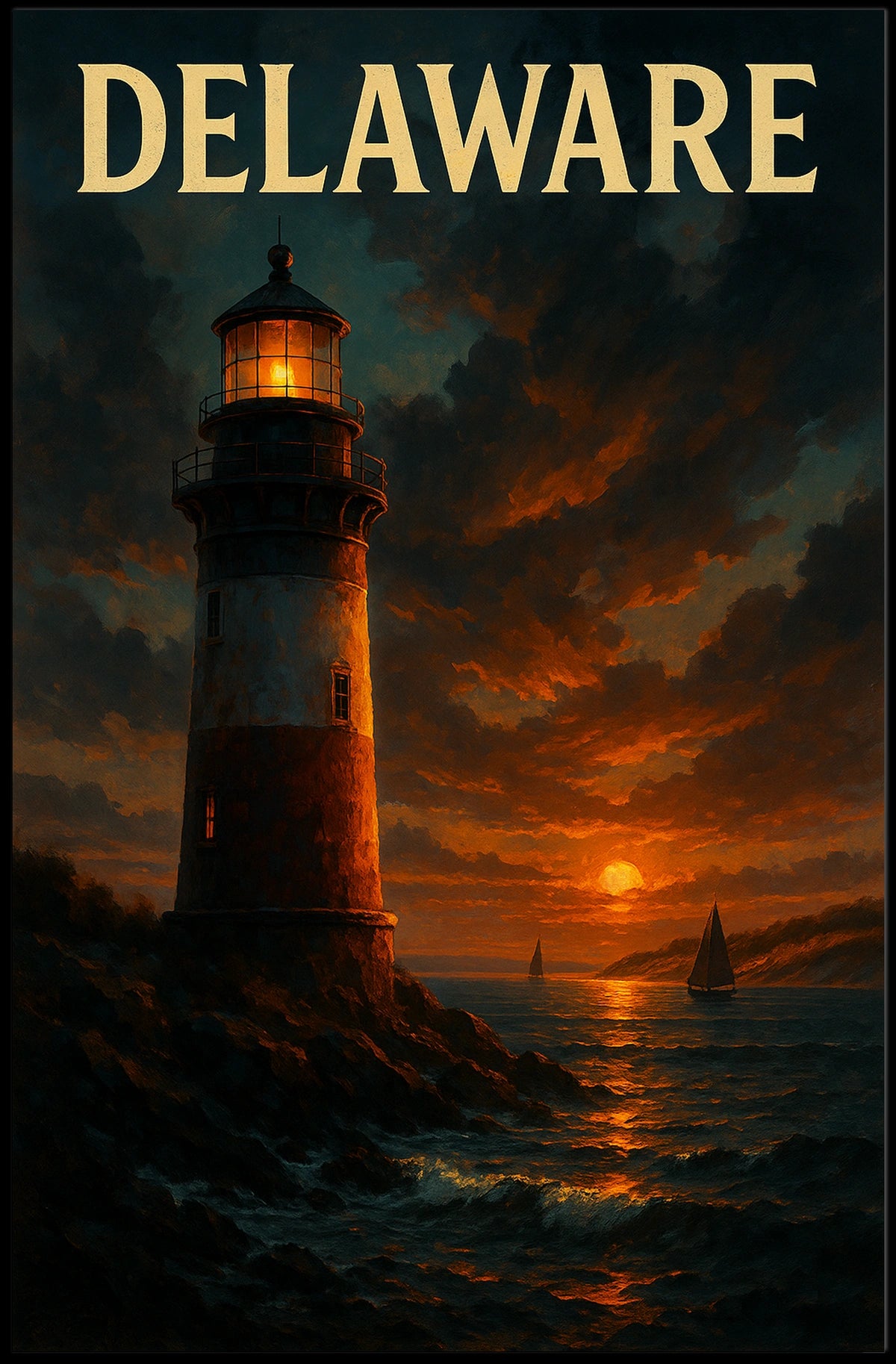 Delaware Lighthouse At Sunset Poster