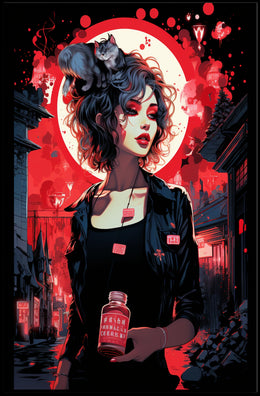Urban Fantasy Noir Poster: Woman and Cat