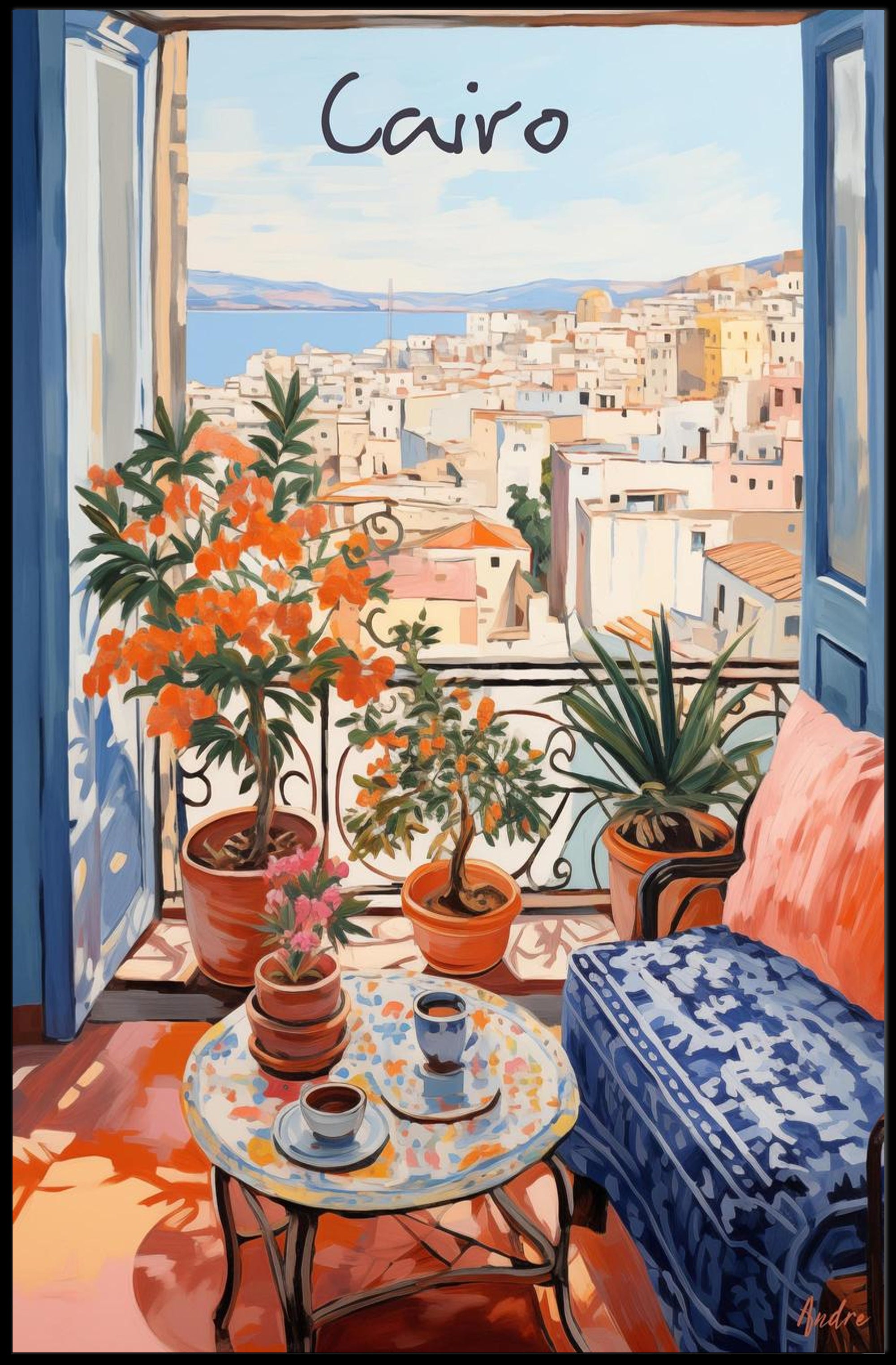 Tranquil Balcony in Cairo Poster