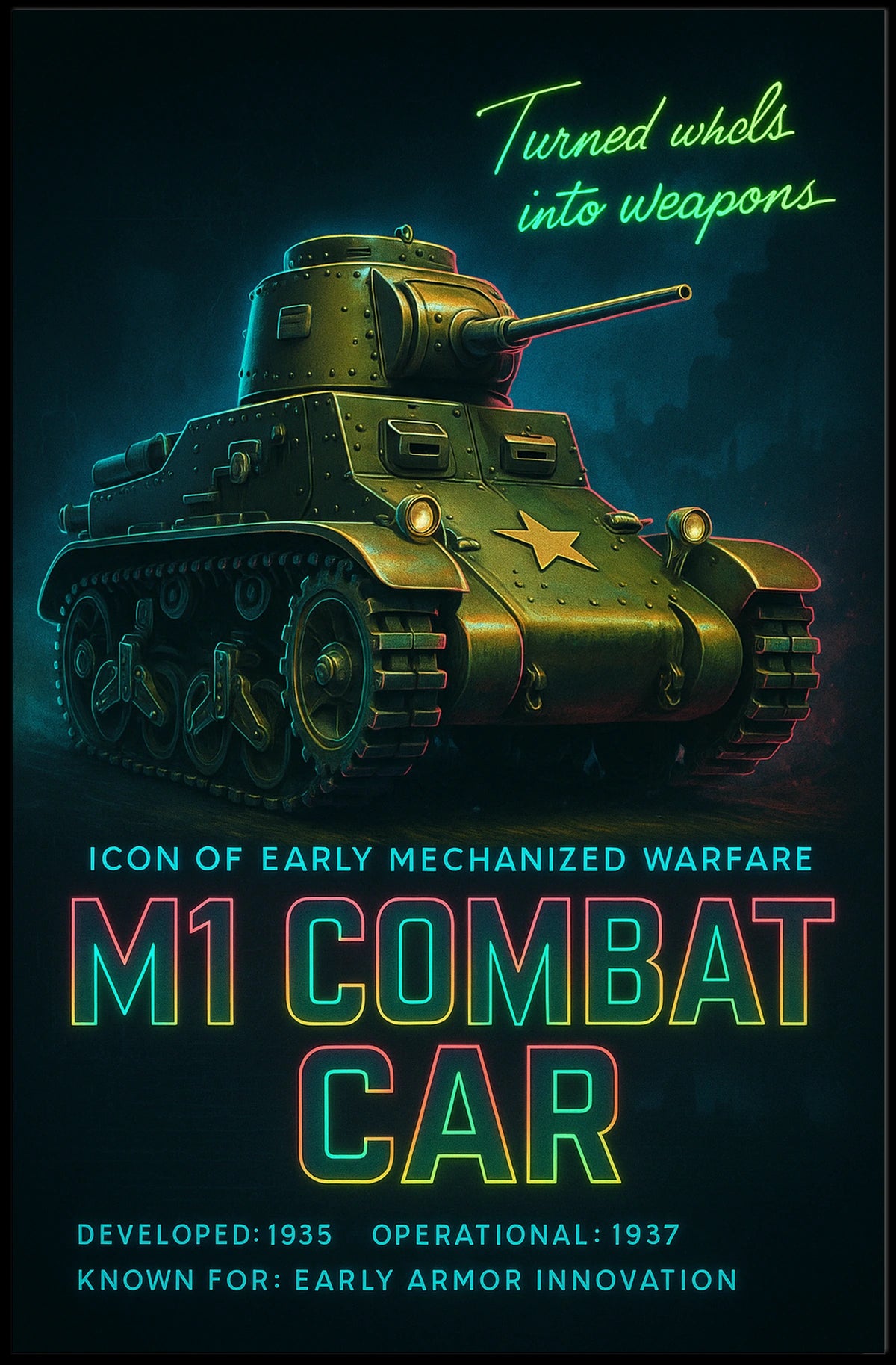 M1 Combat Car Icon Of Early Mechanized Poster