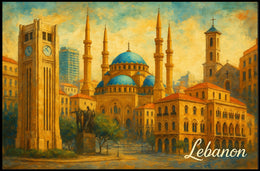 Beirut Cityscape Nightscape Wanderlust Urban Art Poster