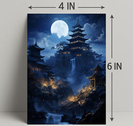 Moonlit Pagoda Serenity Poster