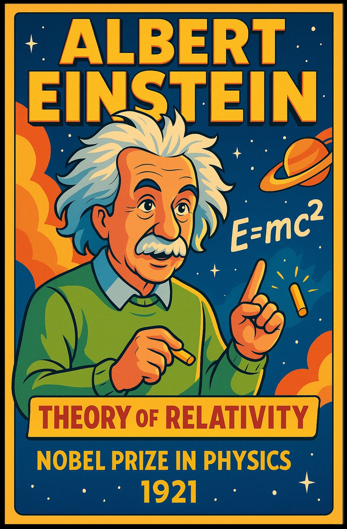 Einstein Relativity Vintage Educational Poster