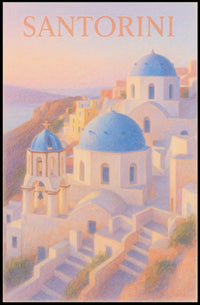 Santorini Sunset Pastel Impressionist Romantic Poster