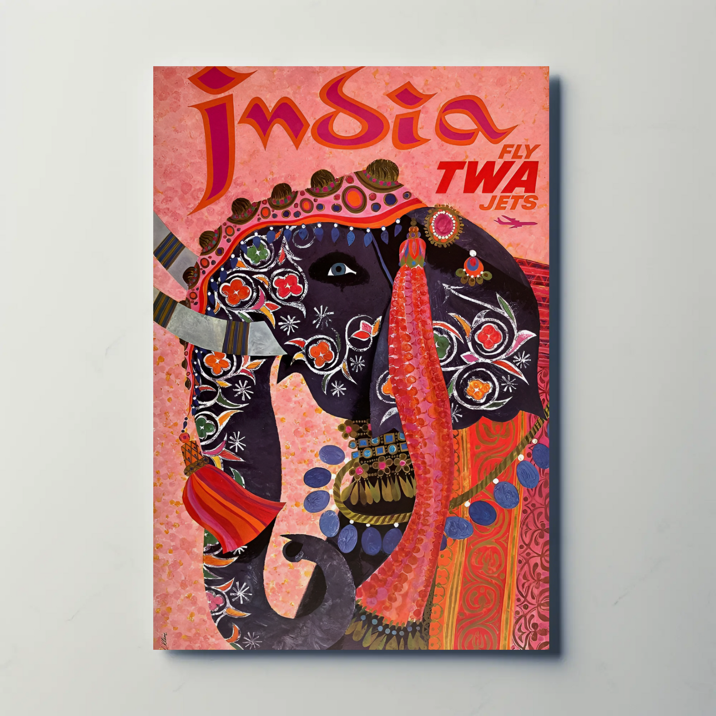 India Fly TWA Travel Poster
