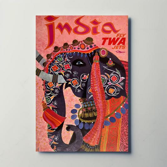 India Fly TWA Travel Poster