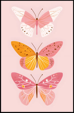Butterfly Trio Modern Illustration Artistic Poster PosterGoat