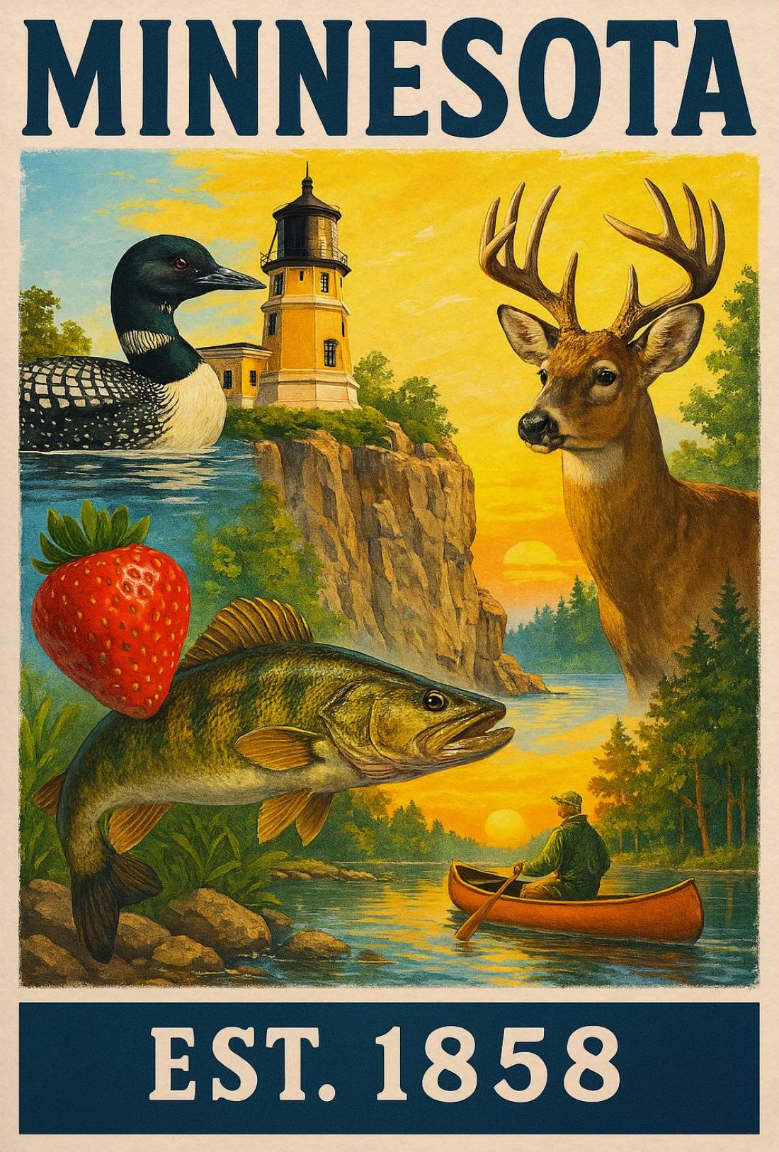 Vintage Minnesota Nostalgia Travel Poster