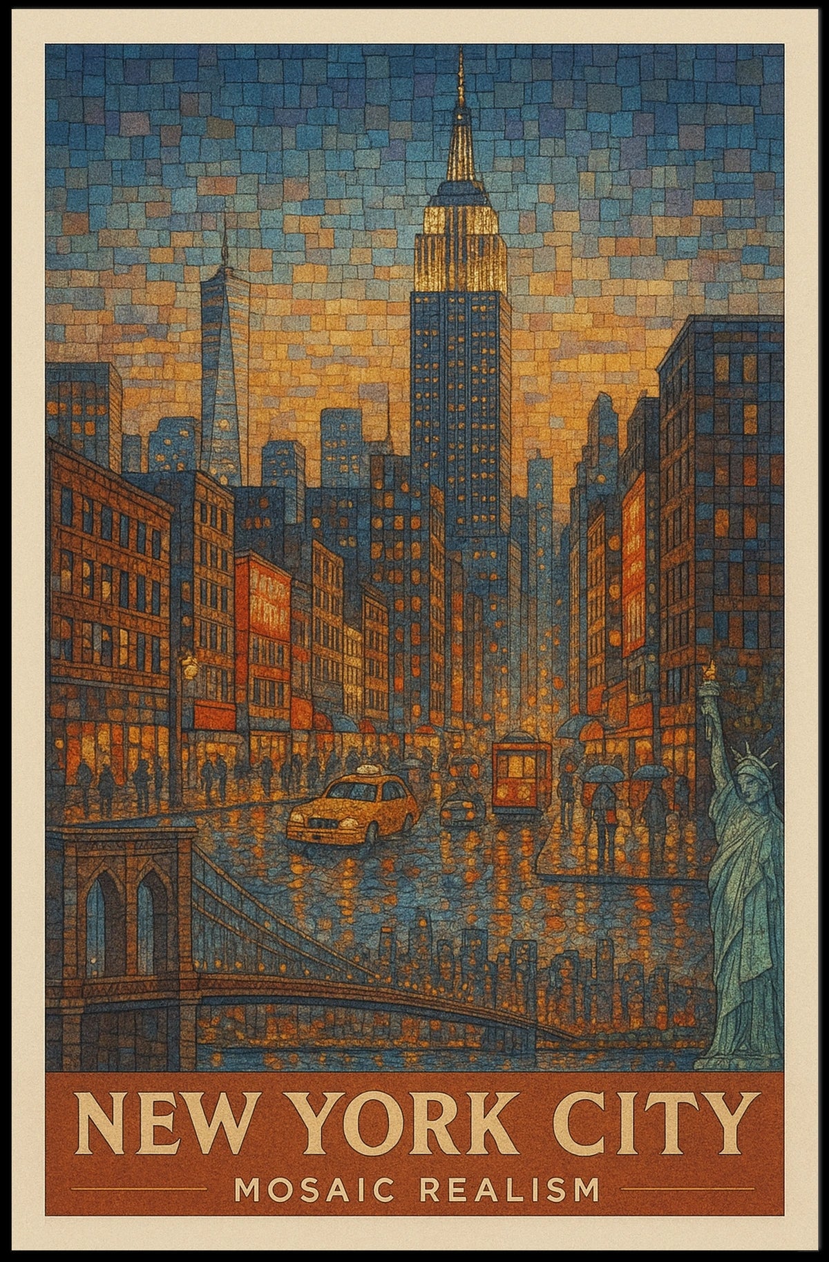 New York City Mosaic Realism Poster