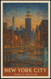 New York City Mosaic Realism Poster