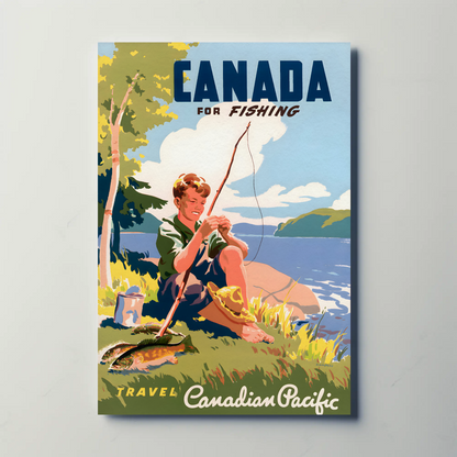 Canada for Fishing Canadian Pacific Travel Poster (1940s)